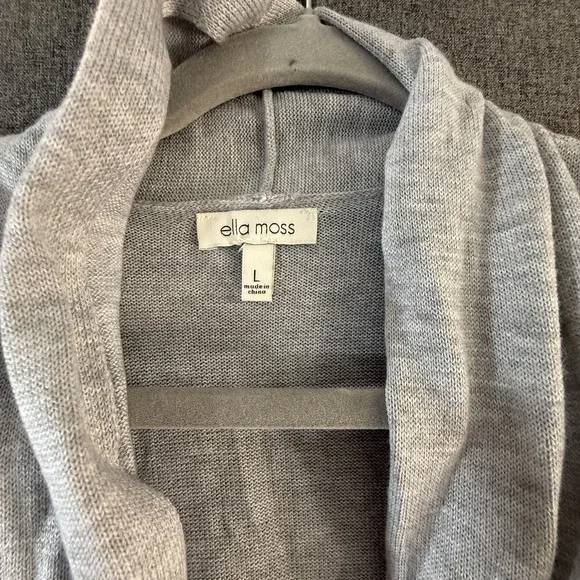 ELLA MOSS WOMEN'S CARDIGAN LIGHTWEIGHT SWEATER (HEATHER GRAY LARGE) - Picture 3 of 3